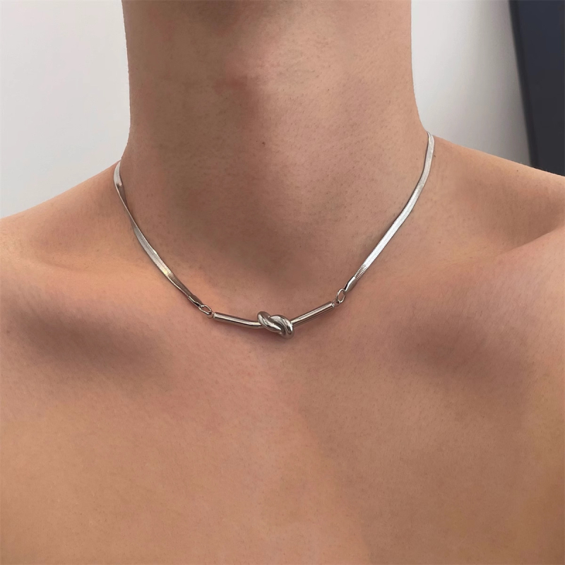 Unisex ogrlica od titan čelika sa klavikularnim lancem, kratka, čvorasta zmijastog lanca, hip-hop minimalistički stil, postojana boja