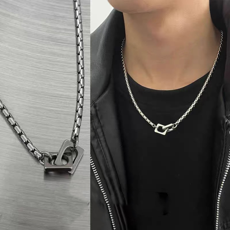 Minimalistički ogrlica od titan čelika s dvostrukim prstenom – unisex, ulični hip-hop stil, dodatak za parove