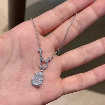 Ogrlica od chalcedona, postavljena u srebru 925, privjesak u obliku gourda, za žene, nježan luksuzan dizajn, visokokvalitetan poklon za rođendan