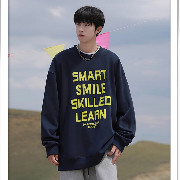Férfi koreai stílusú kapucnis hosszú ujjú pulóver, könnyű poliészter