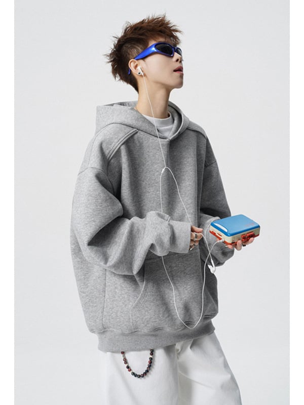 Amerikai stílusú nehéz zip Hoodie férfiaknak, dekonstrukciós dizájn, kapucnival, boxy rövid fazon