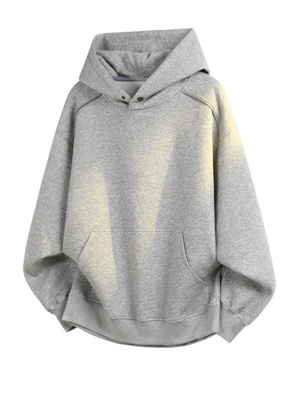 Amerikai stílusú nehéz zip Hoodie férfiaknak, dekonstrukciós dizájn, kapucnival, boxy rövid fazon