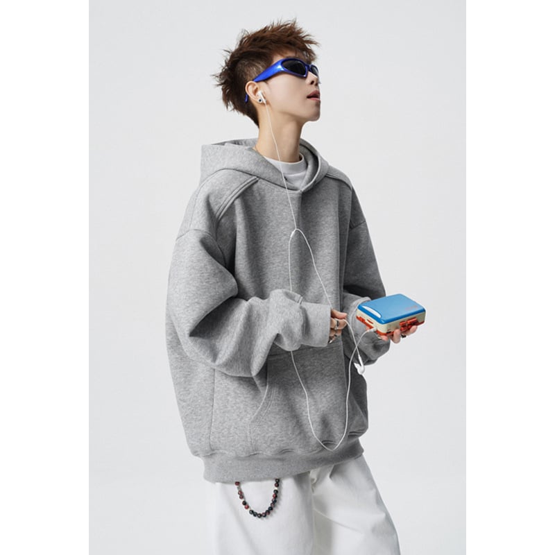 Amerikai stílusú nehéz zip Hoodie férfiaknak, dekonstrukciós dizájn, kapucnival, boxy rövid fazon