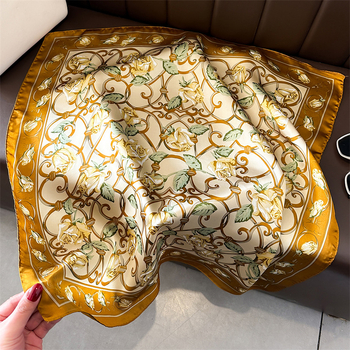 Korejski stil lagani šal, kvadratni 70×70 cm, tisak, poliester, za žene, proljeće i ljeto.