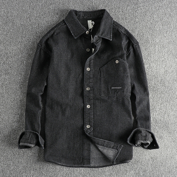 Muška košulja s američkim retro prugama, radna denim košulja, ležerni stil, proljeće–jesen 2025