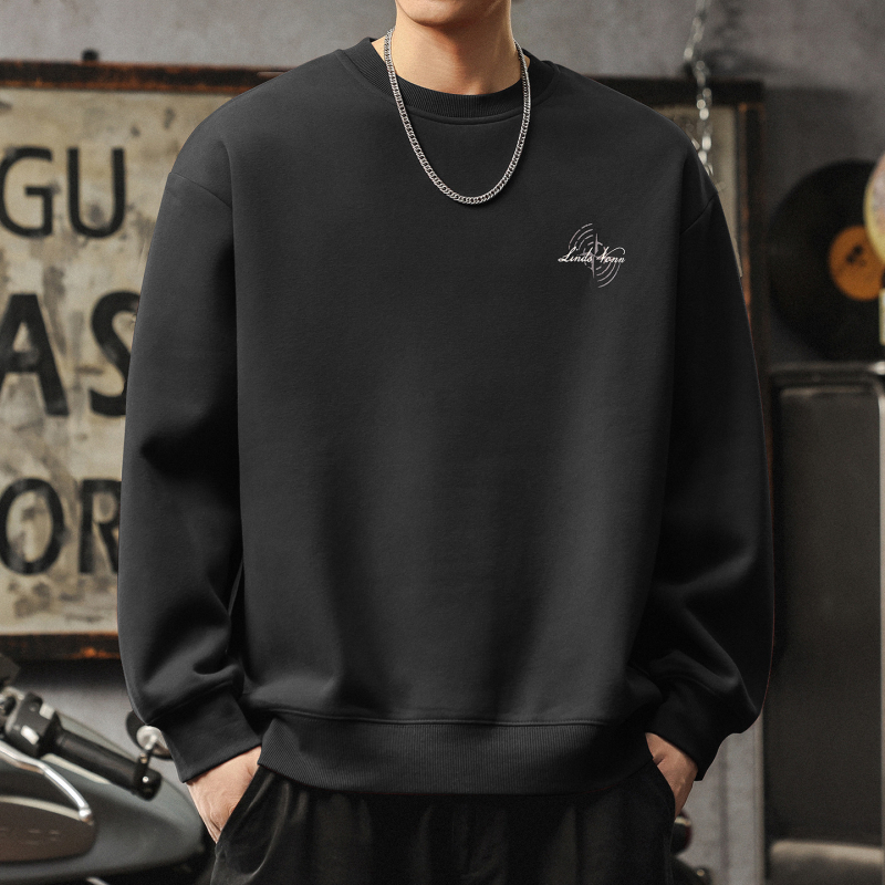 Fleece-alapú vastag pulóver férfiaknak, piros, kerek nyakú, laza szabás, hosszú ujjú, belső pamut bélés, mindennapi viselet