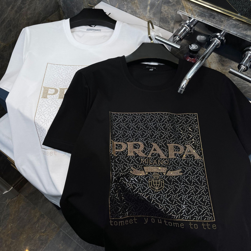 Europski inspiriran muški ljetni T‑shirt s natpisima i kristalima, pamuk–ice silk miješavina, slim fit, okrugli izrez, kratki rukavi, osnovni komad