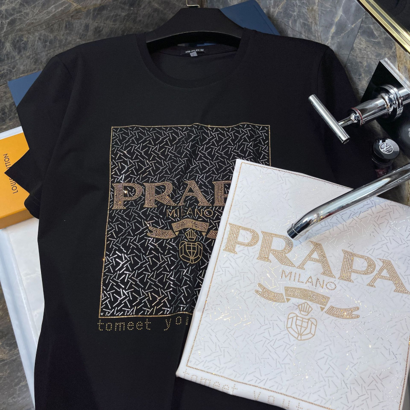 Europski inspiriran muški ljetni T‑shirt s natpisima i kristalima, pamuk–ice silk miješavina, slim fit, okrugli izrez, kratki rukavi, osnovni komad