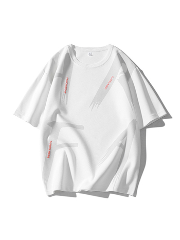 Muški T-shirt s printom, širokog kroja, kratkih rukava, okrugli izrez, spuštena ramena, velika veličina, ljeto