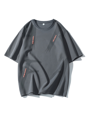 Muški T-shirt s printom, širokog kroja, kratkih rukava, okrugli izrez, spuštena ramena, velika veličina, ljeto