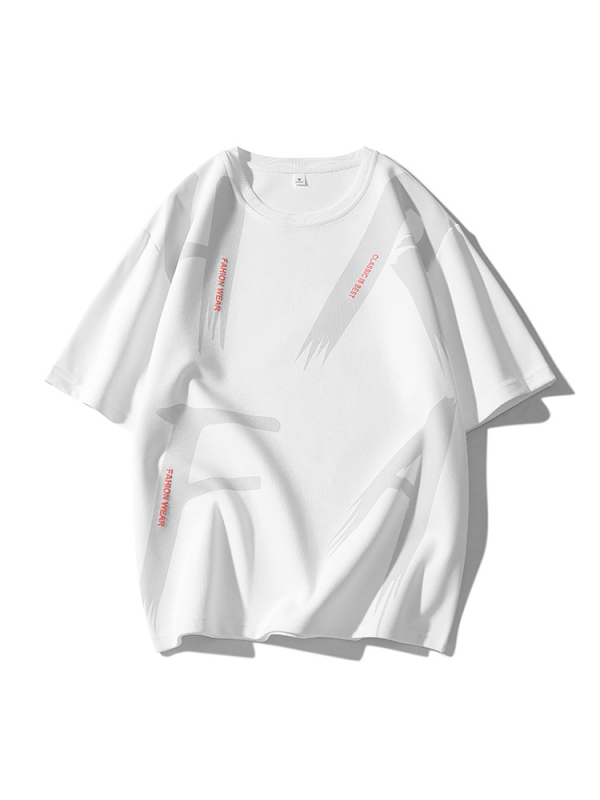 Muški T-shirt s printom, širokog kroja, kratkih rukava, okrugli izrez, spuštena ramena, velika veličina, ljeto