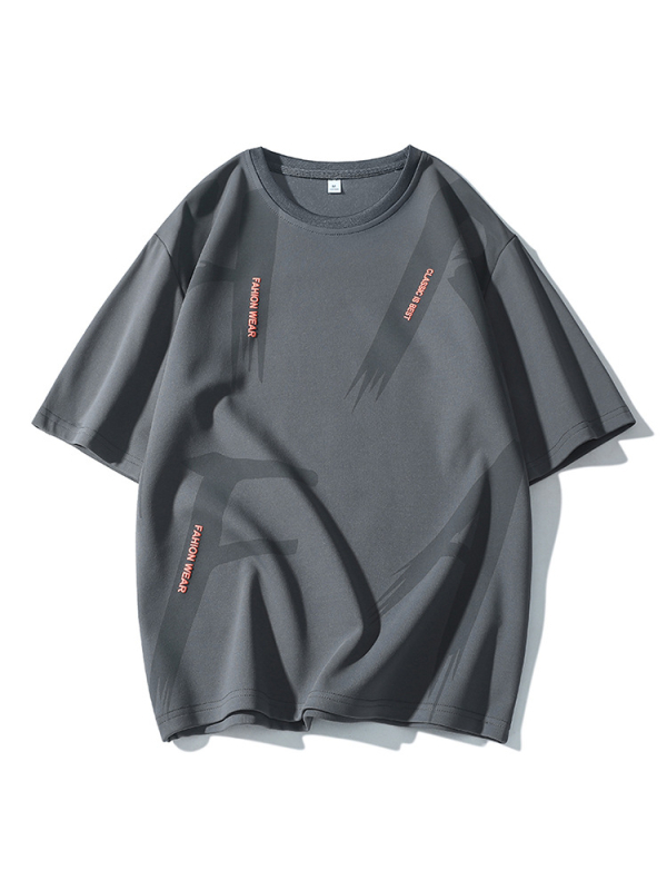 Muški T-shirt s printom, širokog kroja, kratkih rukava, okrugli izrez, spuštena ramena, velika veličina, ljeto