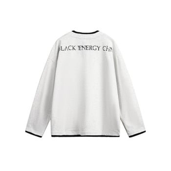 Tricou de bărbați cu mânecă lungă, în stil american retro, cu fermoar și imprimeu, croială lejeră