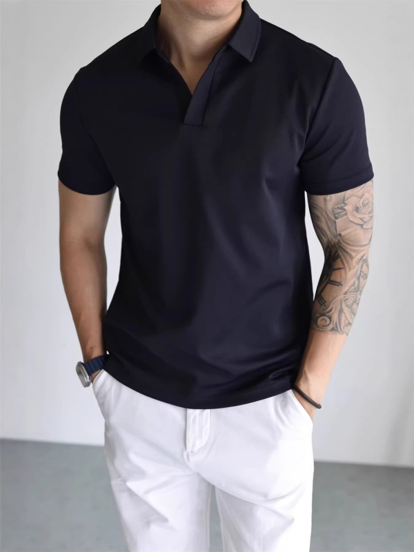 Muški polo s kratkim rukavima od pamuka s jacquard uzorkom, Seagull ovratnik, ljeto, poslovni stil