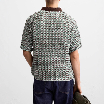 Muško polo majica s jacquard uzorkom, slobodan kroj, kratki rukavi, 7140407, proljeće 2026