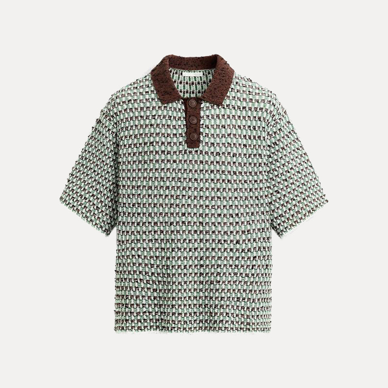 Muško polo majica s jacquard uzorkom, slobodan kroj, kratki rukavi, 7140407, proljeće 2026