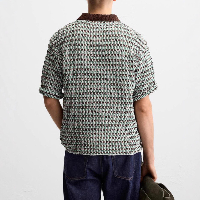 Muško polo majica s jacquard uzorkom, slobodan kroj, kratki rukavi, 7140407, proljeće 2026