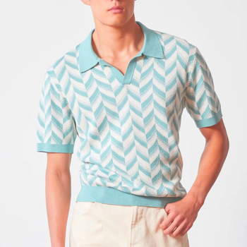 Férfi jacquard csíkos polo