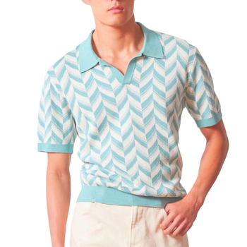 Férfi jacquard csíkos polo