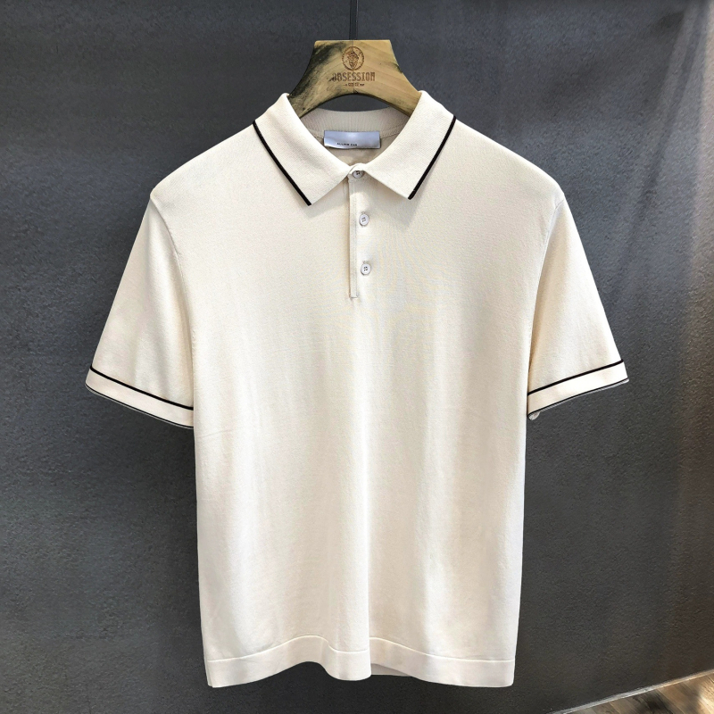 Polo pentru bărbați, vară, mânecă scurtă, din amestec de poliester, stil casual elegant pentru afaceri