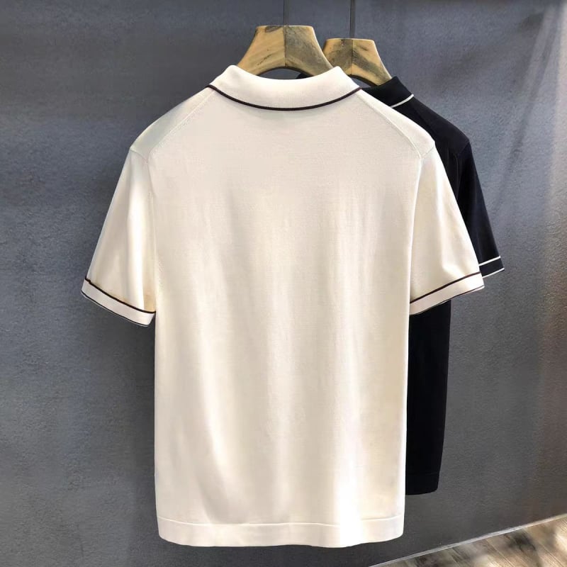 Polo pentru bărbați, vară, mânecă scurtă, din amestec de poliester, stil casual elegant pentru afaceri