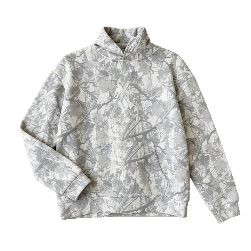 Prilagođeni zimski set s camouflage uzorkom i flece podstavom: kapuljača, jakna, hlače i šortsevi – unisex