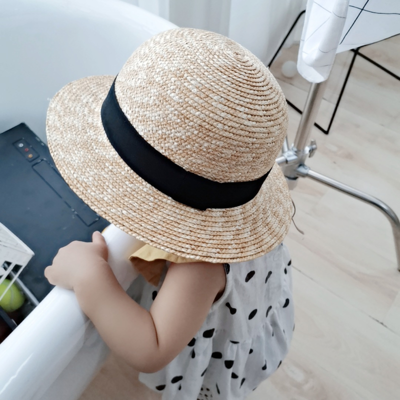 Pălărie de paie pentru copii, stil pescar pentru primăvară-vară, unisex, margine lată, vârsta 1–8 ani