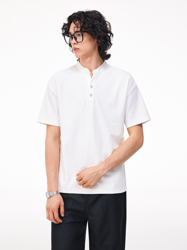 Polo majica u stilu Old Money, V-izrez, kratki rukav, jednobojna, proljeće-ljeto 2026, unisex, casual top