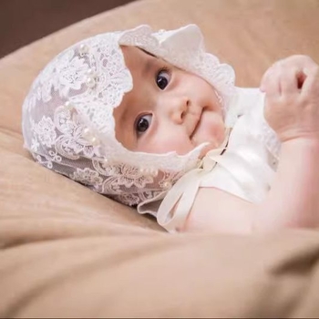 Căciulă pentru bebeluși cu dantelă și plasă, stil prințesă, vară, 0-3-6 luni, unisex