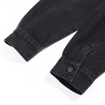 Tavaszi–ősz denim kabát férfiaknak, hongkongi stílus, fekete, laza szabás, munkaruházat
