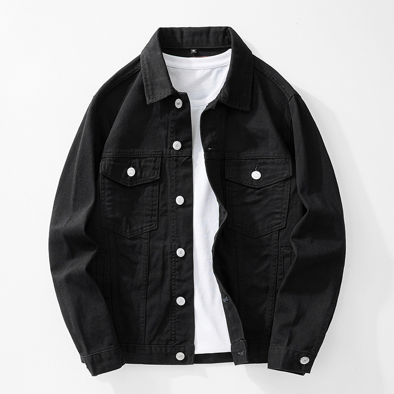 Vintage utcai denimdzseki japán stílusú hatásokkal, fehér, férfiaknak, divat