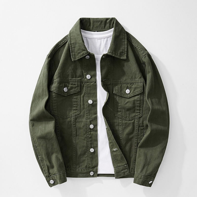 Vintage utcai denimdzseki japán stílusú hatásokkal, fehér, férfiaknak, divat