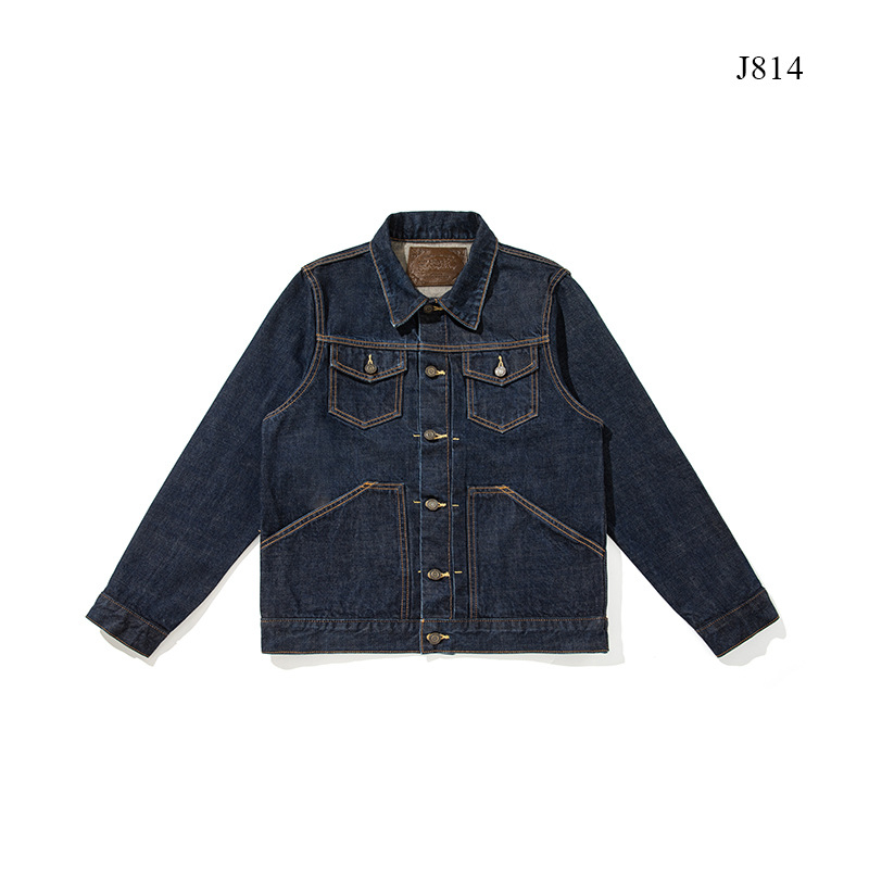 15 oz teška američka vintage selvedge denim jakna s crvenim rubom, vrhunska izrada, standardni rameni kroj, muška jakna u trendu