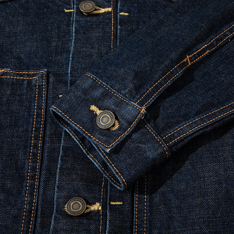 15 oz teška američka vintage selvedge denim jakna s crvenim rubom, vrhunska izrada, standardni rameni kroj, muška jakna u trendu