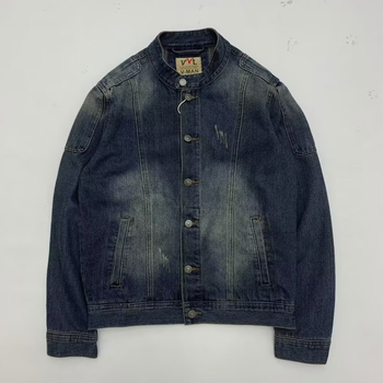 Vintage farmerdzseki erős mosással, retro stílus, uniszex, amerikai casual kabát