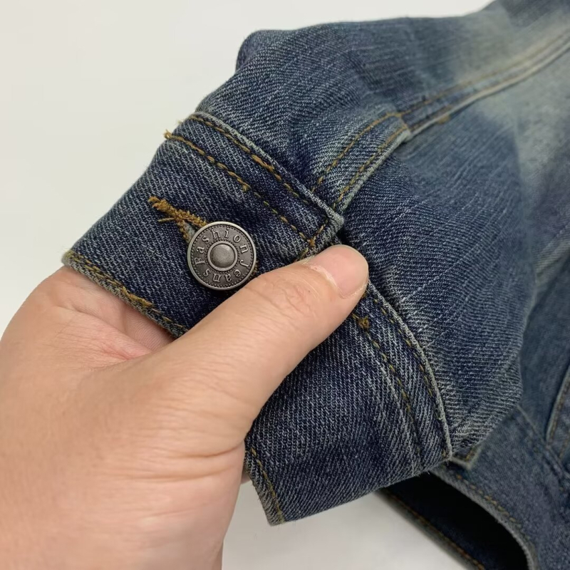 Vintage farmerdzseki erős mosással, retro stílus, uniszex, amerikai casual kabát