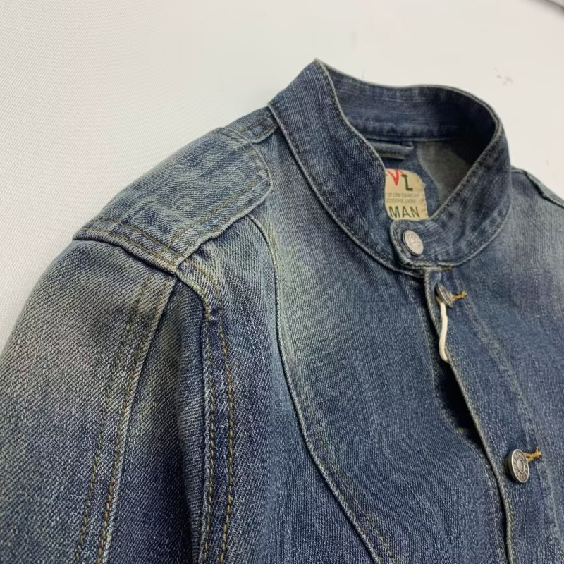 Vintage farmerdzseki erős mosással, retro stílus, uniszex, amerikai casual kabát