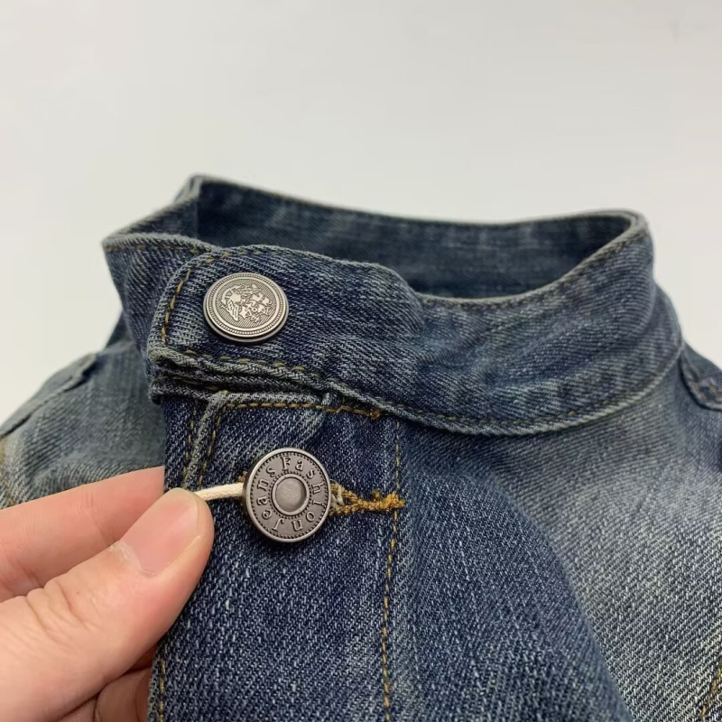 Vintage farmerdzseki erős mosással, retro stílus, uniszex, amerikai casual kabát