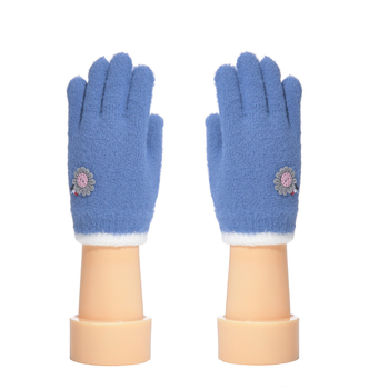 Dječje pletene rukavice s aplikacijama, lažno mink krzno, dizajn blok boja, mekane, unisex, jesen-zima