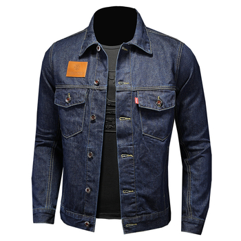 Muška traper jakna s patch džepovima, tamnoplava, vintage stil, europski dizajn QT5027/D9914, proljeće 2023
