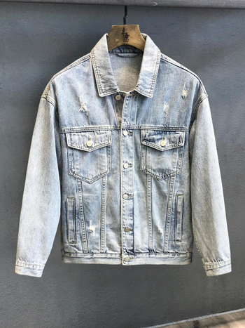 Denim dzseki tavasz–ősz, koreai stílusú karcsú szabás, férfi mindennapi dzseki