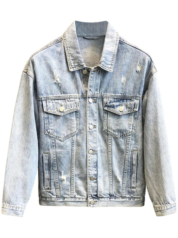 Denim dzseki tavasz–ősz, koreai stílusú karcsú szabás, férfi mindennapi dzseki