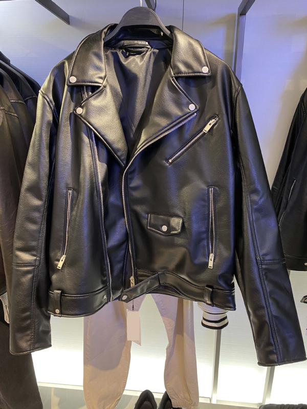 8491 400 Muško PU kožna jakna – Crna, Motociklistički stil, Zip sprijeda, Više džepova
