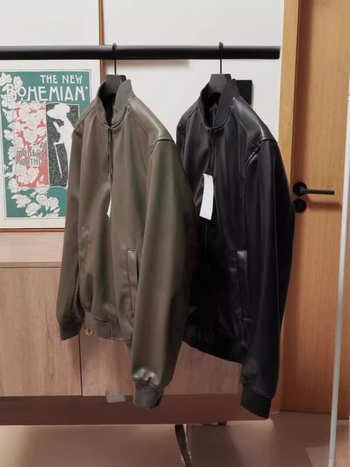 Muška PU kožna jakna, minimalističkog stila, klasičan kroj, crna i vojno zelena