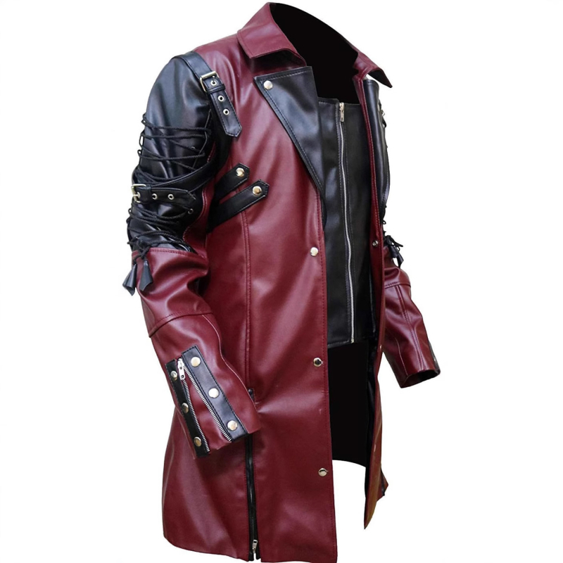 Muška PU kožna jakna za motocikle u gotičkom stilu, steampunk retro dizajn