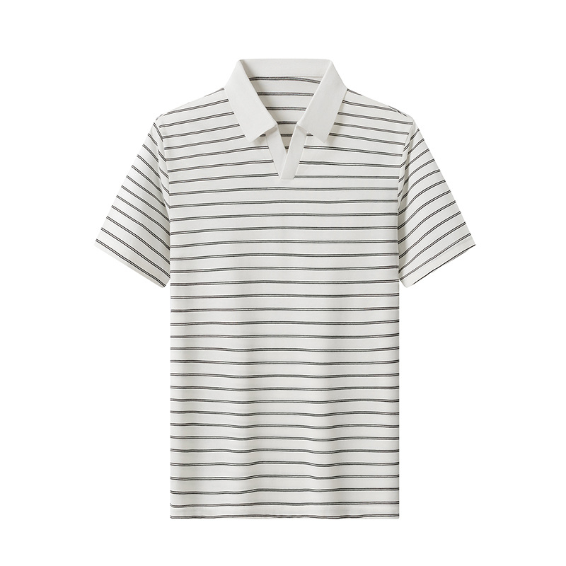 Tricou polo masculin de vară, cu mânecă scurtă, dungat, croială lejeră, guler