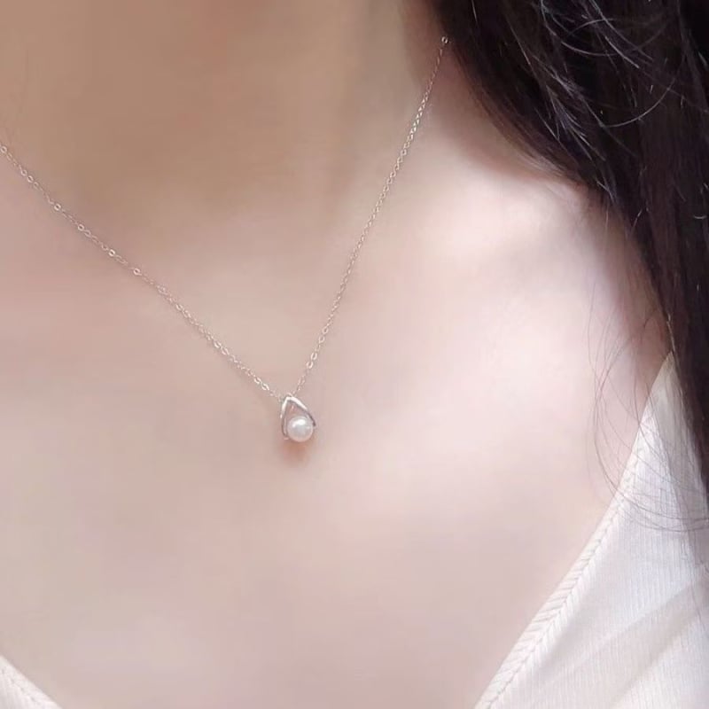 Colier cu perle bifurcat pentru femei, lungime până la claviculă, stil elegant minimalist, accesoriu versatil