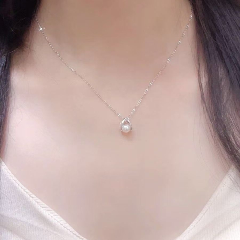 Colier cu perle bifurcat pentru femei, lungime până la claviculă, stil elegant minimalist, accesoriu versatil