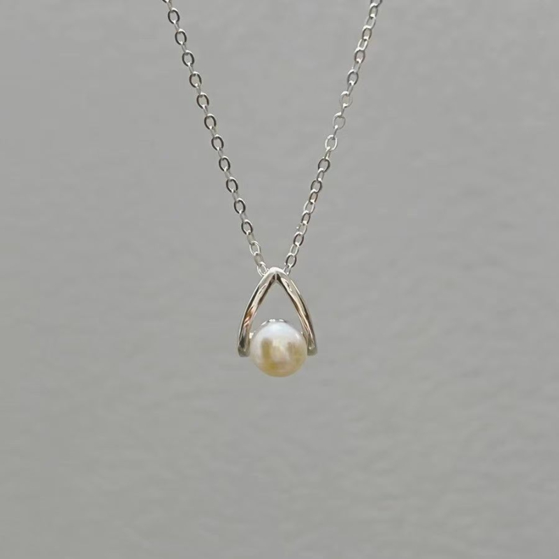 Colier cu perle bifurcat pentru femei, lungime până la claviculă, stil elegant minimalist, accesoriu versatil