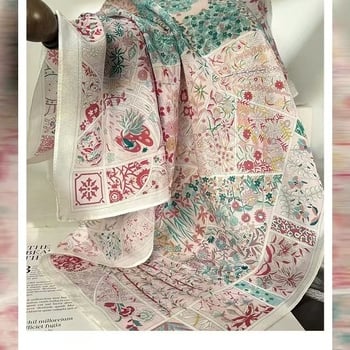 Mulberry svila Monet Garden Crepe de Chine kvadratni šal, 65×65 cm, proljetni stil, ženski vintage šal